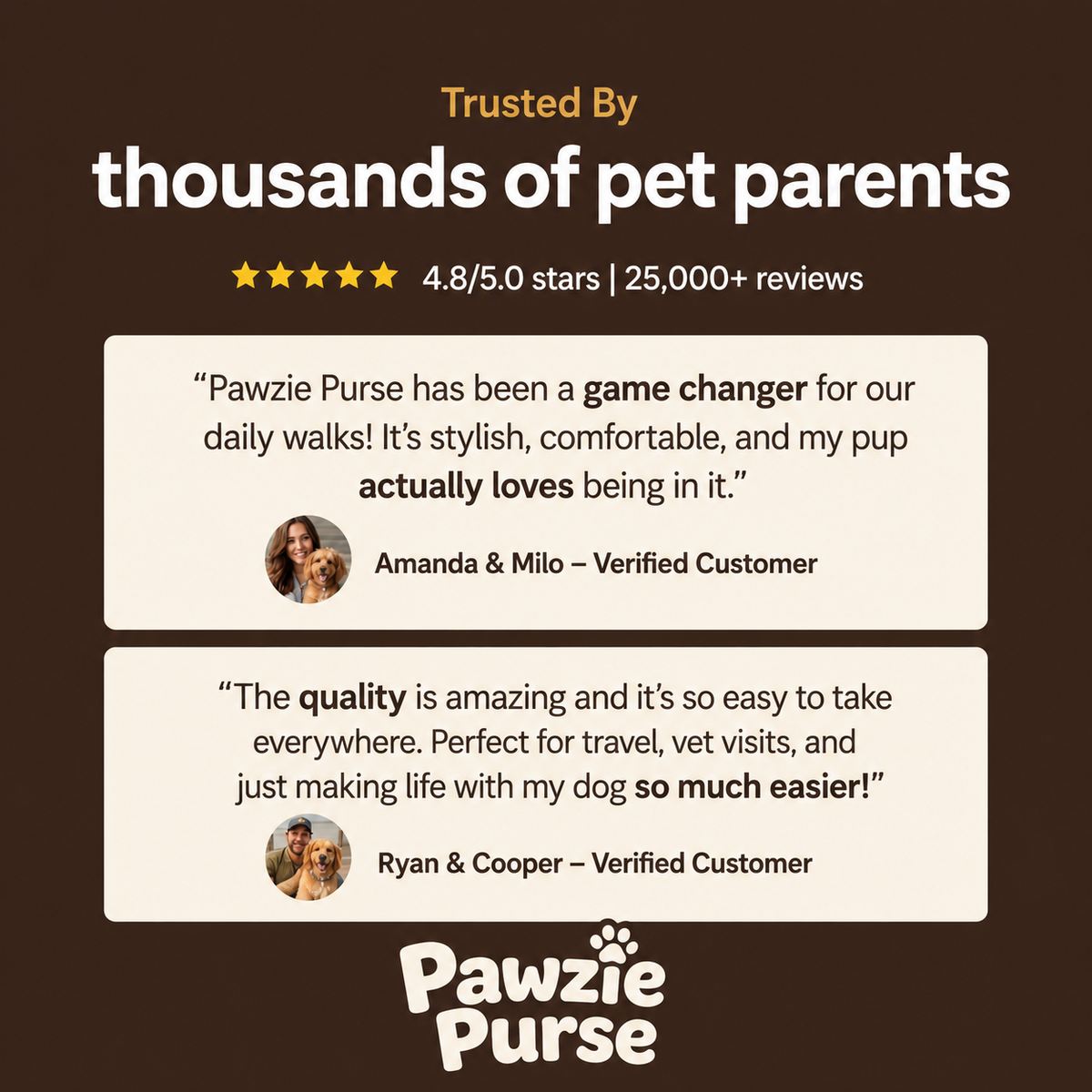 Pet resting in hands-free carrier